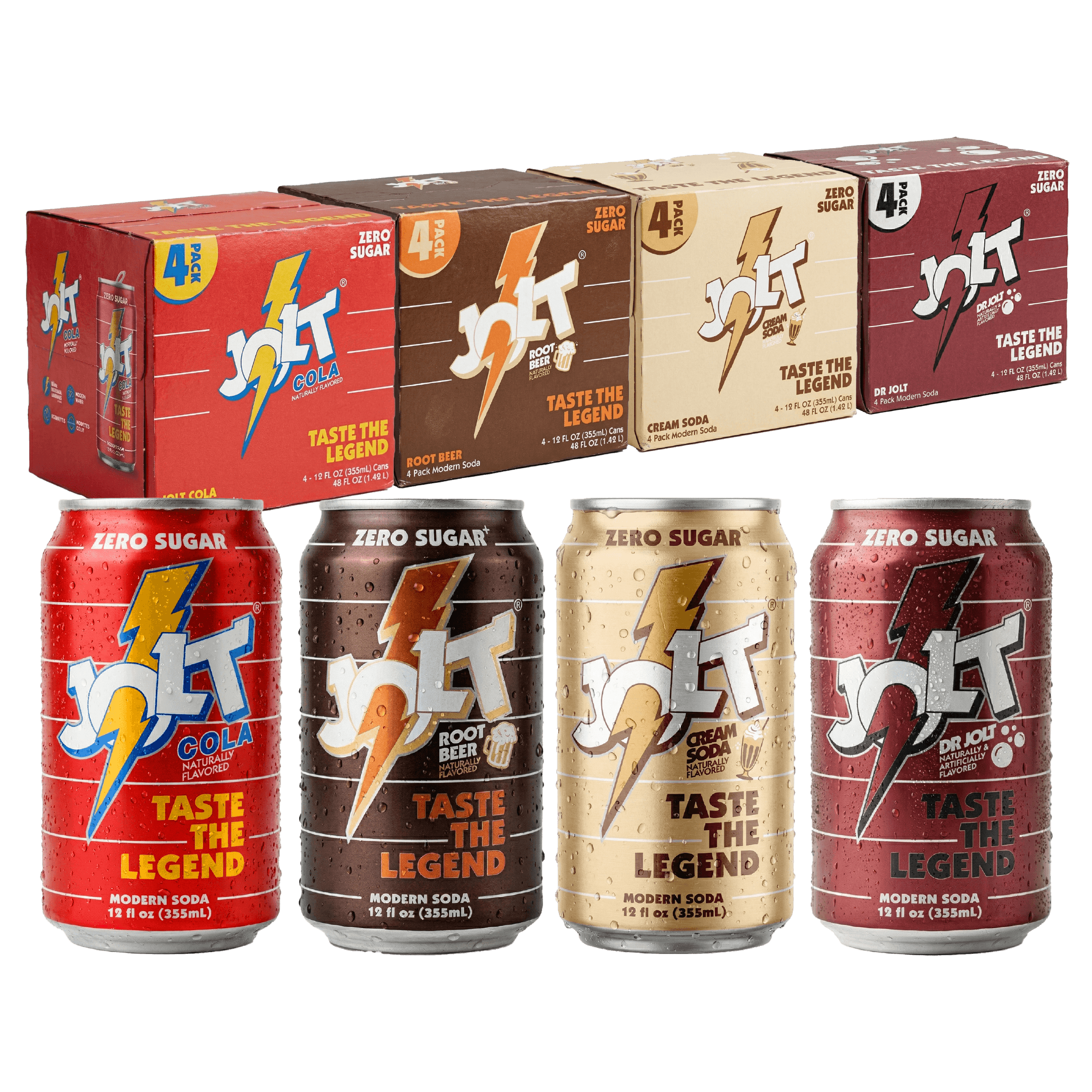 JOLT Modern Soda Variety Pack - Zero Sugar, 80mg Natural Caffeine, Alpha GPC Focus Nootropics, Prebiotics, B Vitamins, 12oz (16 Pack)